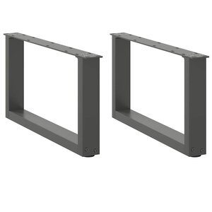 vidaXL Pieds de table basse en U 2 pièces Anthracite 70 x (30-31) cm Acier