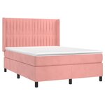 vidaXL Sommier à lattes de lit avec matelas Rose 140x190 cm Velours