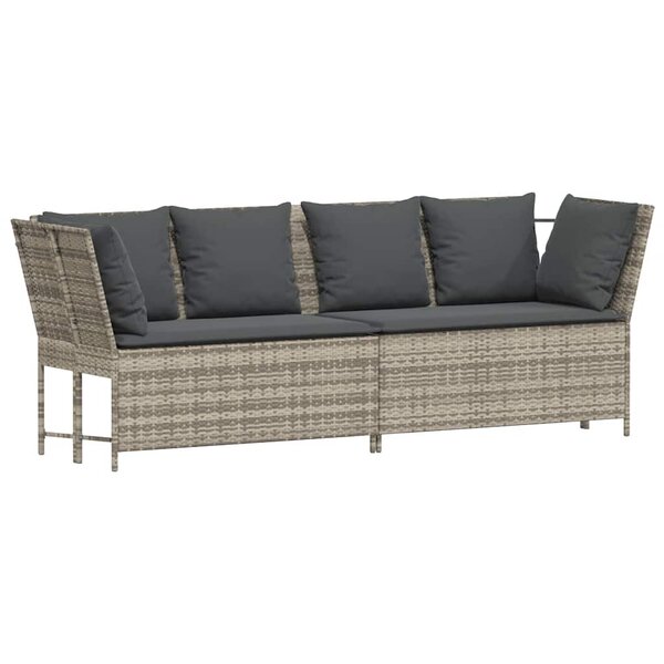 vidaXL Canapé de jardin et coussins gris clair résine tressée