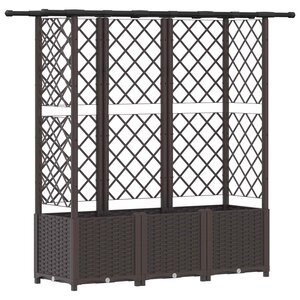 vidaXL Lit Élevé avec Treillis et Toit Marron 163 5 x 40 x 136 cm PP