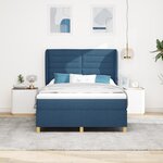 vidaXL Lit à ressort avec matelas Bleu 160x200 cm Tissu