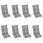 vidaXL Chaises inclinables de jardin et coussins lot de 8 Teck solide