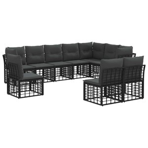 vidaXL Ensemble de canapés d'extérieur Noir Polyester