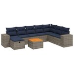 vidaXL Salon de jardin 9 Pièces avec coussins gris résine tressée