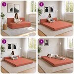 vidaXL Canapé-lit pliable Rouge orange 152 x 86 5 x 60 cm Tissu