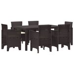 vidaXL Ensemble de salle à manger pour jardin 7 Pièces Marron Rattan Polt