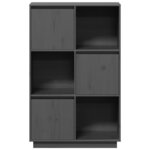 vidaXL Buffet haut Gris 74x35x117 cm Bois massif de pin