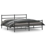 vidaXL Cadre de lit métal sans matelas avec pied de lit noir 183x213cm
