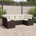 vidaXL Ensemble de canapé de jardin 6 Pièces Marron Poly rotin