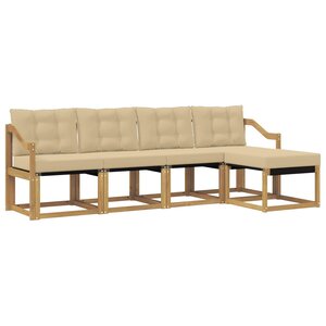 vidaXL Ensemble de canapés d'extérieur 5 Pièces Blanc et Beige