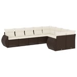 vidaXL Salon de jardin avec coussins 9 Pièces marron résine tressée