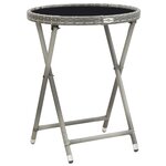 vidaXL Ensemble de bistro 3 Pièces Résine tressée et verre trempé Gris
