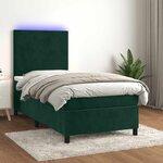 vidaXL Sommier à lattes de lit avec matelas et LED Vert foncé 80x200cm