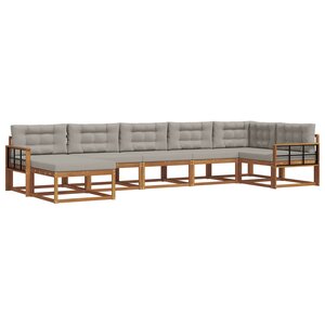 vidaXL Ensemble de canapés d'extérieur 7 Pièces Gris Naturel et Clair