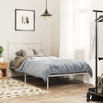 vidaXL Cadre de lit métal sans matelas avec tête de lit blanc 90x190cm