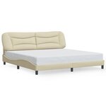 vidaXL Cadre de lit avec lumières LED crème 200x200 cm tissu