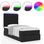 vidaXL Lit ottoman avec matelas et LED noir 80x200cm tissu