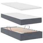 vidaXL Lit de rangement LED avec matelas Gris foncé 200 x 200 cm