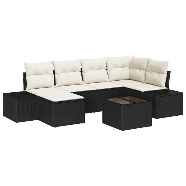 vidaXL Canapé de jardin 6 pièces avec coussins en rotin brun