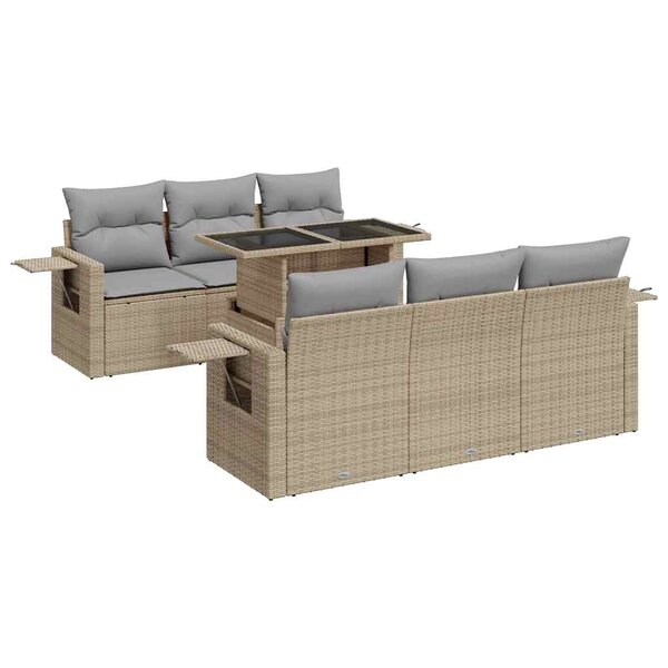 vidaXL Salon de jardin avec coussins 7 Pièces beige résine tressée