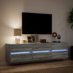 vidaXL Meuble TV mural avec LED sonoma gris 180x31x45 cm