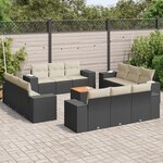 vidaXL Salon de jardin avec coussins 13 Pièces noir résine tressée