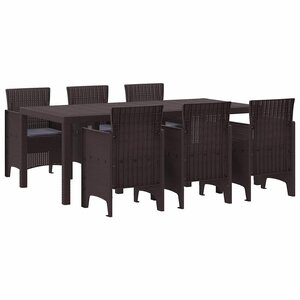 vidaXL Ensemble de salle à manger pour jardin 7 Pièces Marron Rattan Polt