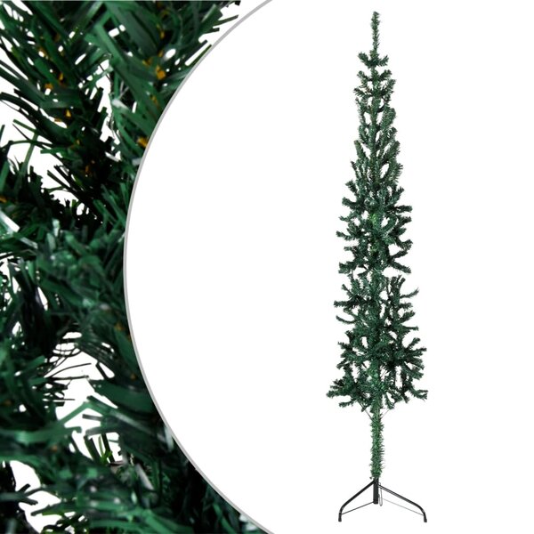 vidaXL Demi sapin de Noël artificiel mince avec support Vert 240 cm