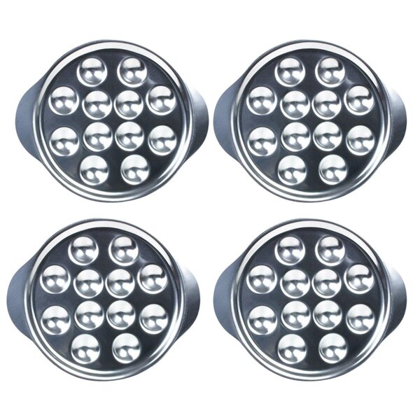 4 assiettes à escargots en inox - 12 empreintes