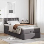 VidaXL Lit ottoman avec matelas gris 100x200 cm similicuir