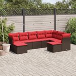 vidaXL Salon de jardin avec coussins 9 Pièces marron résine tressée