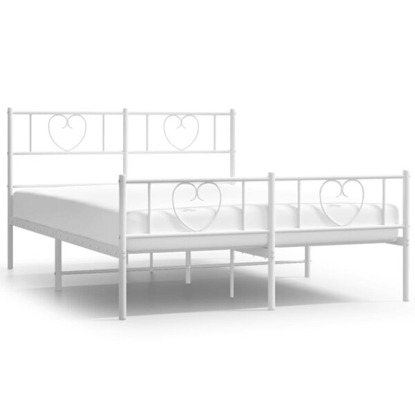 vidaXL Cadre de lit métal avec tête de lit/pied de lit blanc 120x190cm