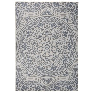 vidaXL Tapis à tissage plat d'extérieur 140x200 cm Motif bleu