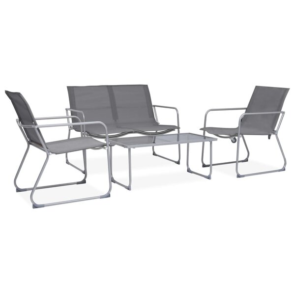 vidaXL Salon de jardin 4 Pièces Tissu et acier Gris