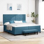 vidaXL Lit à ressorts avec matelas Bleu foncé 200 x 200 cm Velours