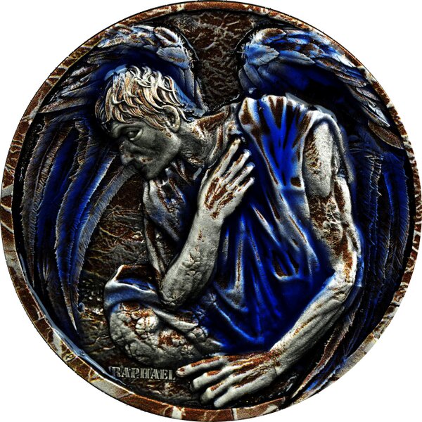 SAINT RAPHAEL Archangel 2 Once Antique Argent Monnaie 2000 Francs Cameroon 2025