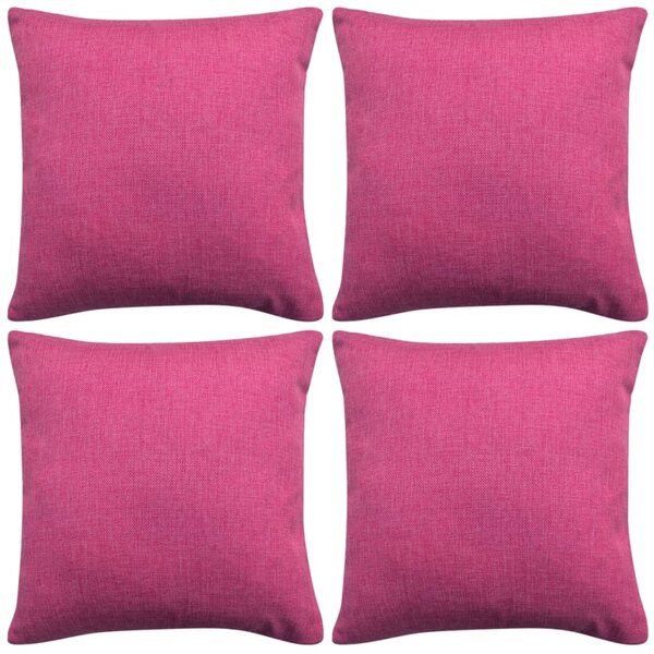 vidaXL Housses de coussin 4 Pièces Aspect de lin Rose 40x40 cm