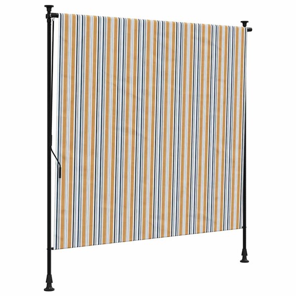 vidaXL Store roulant d'extérieur jaune et blanc 150x270 cm tissu acier