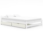 vidaXL Cadre de lit avec 2 tiroirs Blanc Bois de pin massif 160x200 cm