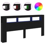 Tête de lit de rangement vidaXL avec lumières LED Chêne noir 220x18 5x103 5 cm