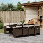 vidaXL Ensemble à manger de jardin et coussins 9 Pièces marron poly rotin