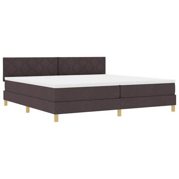 vidaXL Lit boxspring avec matelas Marron foncé 200 x 200 cm tissu