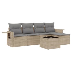 vidaXL Salon de jardin avec coussins 6 Pièces beige résine tressée