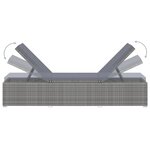 vidaXL Chaise longue avec coussin Résine tressée Gris