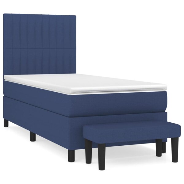 vidaXL Sommier à lattes de lit avec matelas Bleu 90x200 cm Tissu