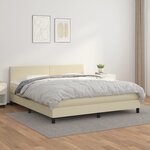 vidaXL Lit à sommier tapissier avec matelas Crème 180x200cm Similicuir