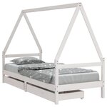 vidaXL Cadre de lit enfant tiroirs blanc 80x200 cm bois de pin massif
