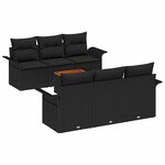 vidaXL Ensemble de canapé de jardin 7 Pièces Noir Poly rotin