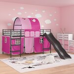 vidaXL Lit mezzanine pour enfants Noir et rose 79 5 x 200 cm Métал