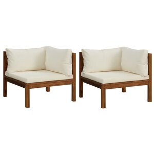 vidaXL Canapés d'angle 2 Pièces avec coussins blanc crème Acacia solide